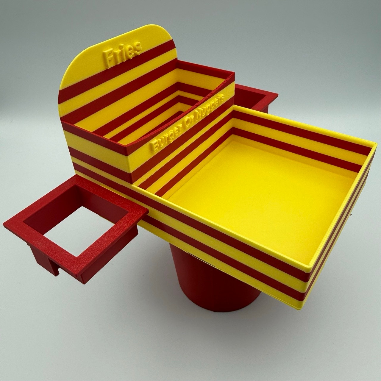 Universal Car Fast Food Tray - Cup Holder with Fry & Sauce Compartments