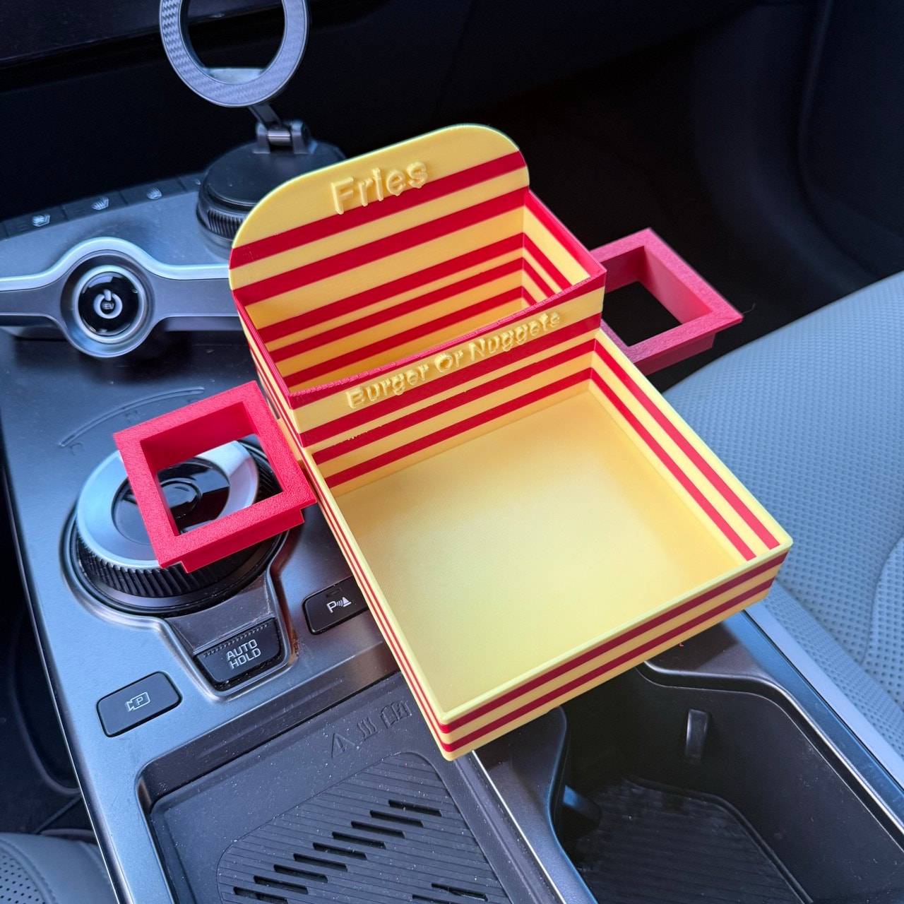 Universal Car Fast Food Tray - Cup Holder with Fry & Sauce Compartments