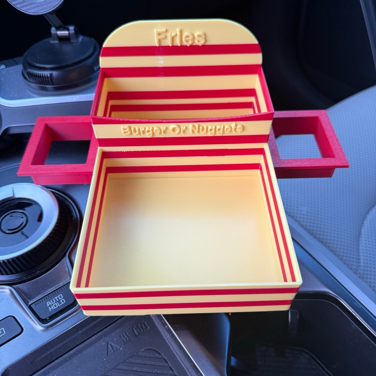Universal Car Fast Food Tray - Cup Holder with Fry & Sauce Compartments