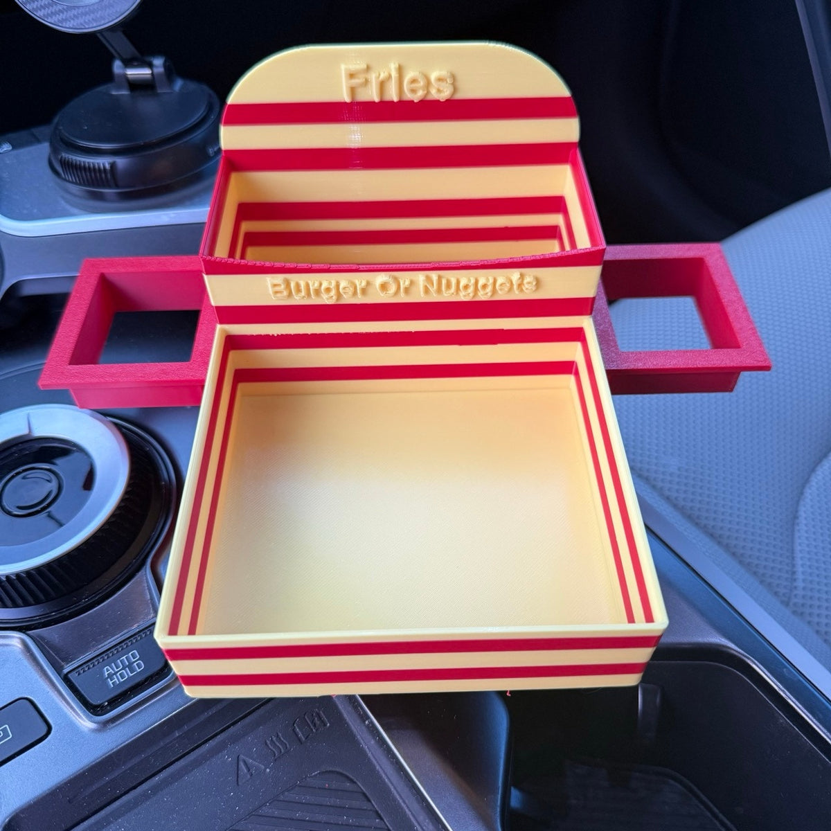 Universal Car Fast Food Tray - Cup Holder with Fry & Sauce Compartments